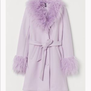 Faux fur trimmed coat